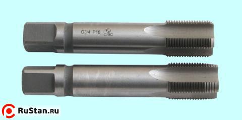 Метчик G   1/4" Р18 трубный цилиндрический, м/р. к-т из 2-х шт. (19 ниток/дюйм) ГОСТ 3266 "CNIC" фото №1