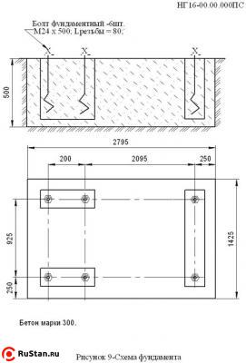 Схема фундамента, установки НГ-16 фото №2 Схема фундамента, установки НГ-16 фото №2